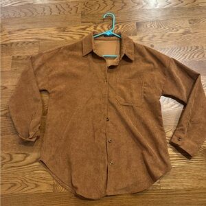 Oversized Brown Corduroy Button-Up Shirt
